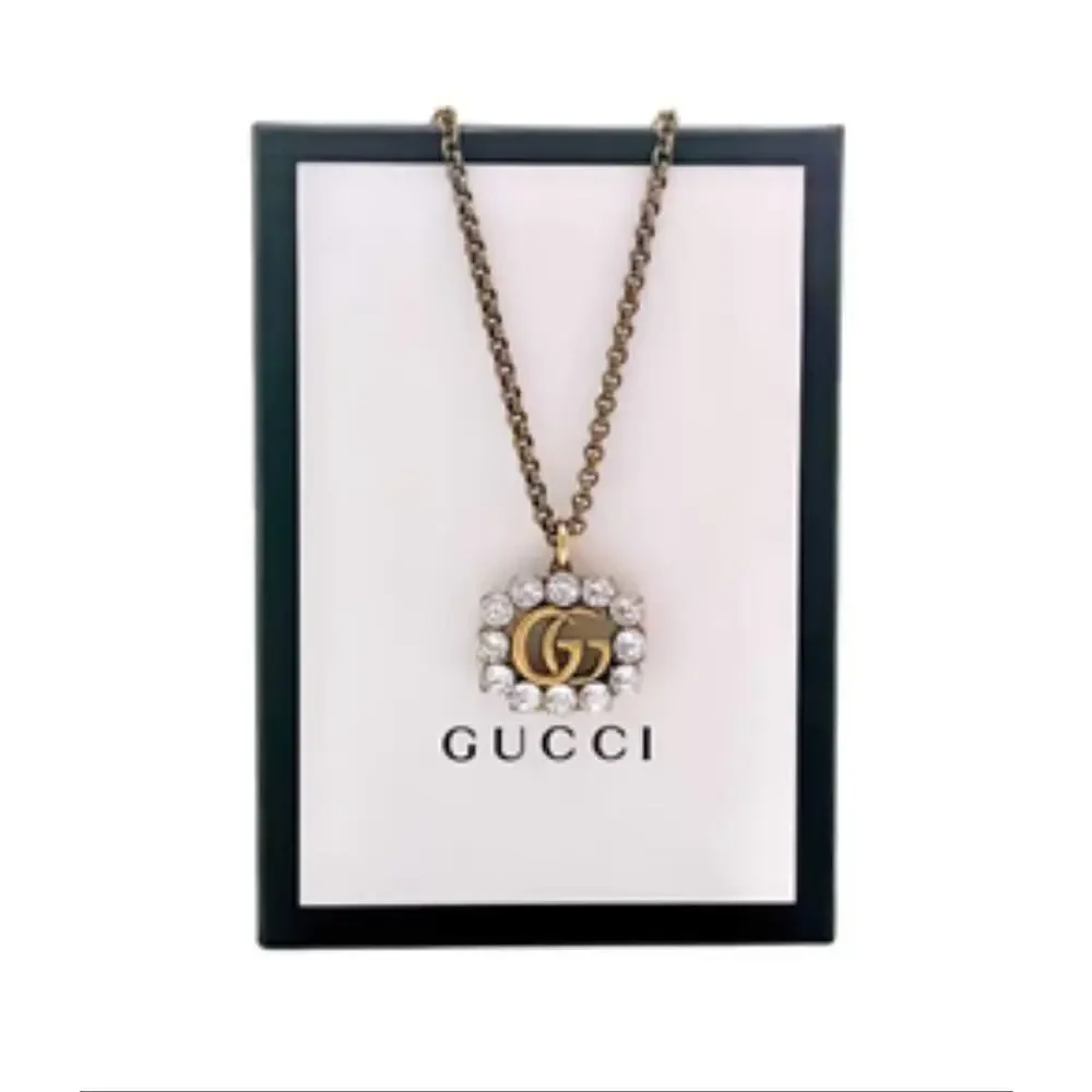 Gucci "GG" charm/zipper pull, gold tone, faux pearls, stamped Gucci_8